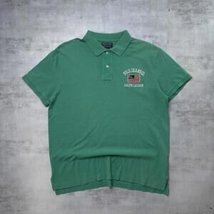 Y2K Teal Polo Jeans Company Usa Flag Polo Shirt